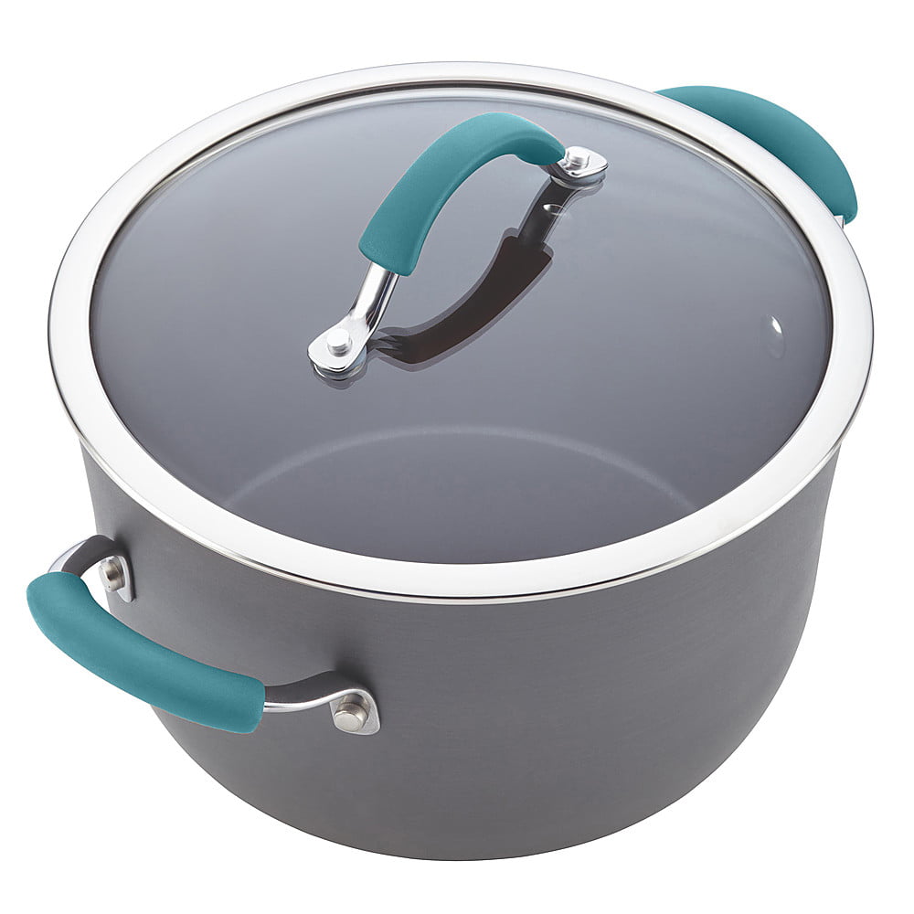 Rachel Ray Cucina Cookware Pots Pans Nonstick 12 Piece Gray Blue Handles Kitchen 