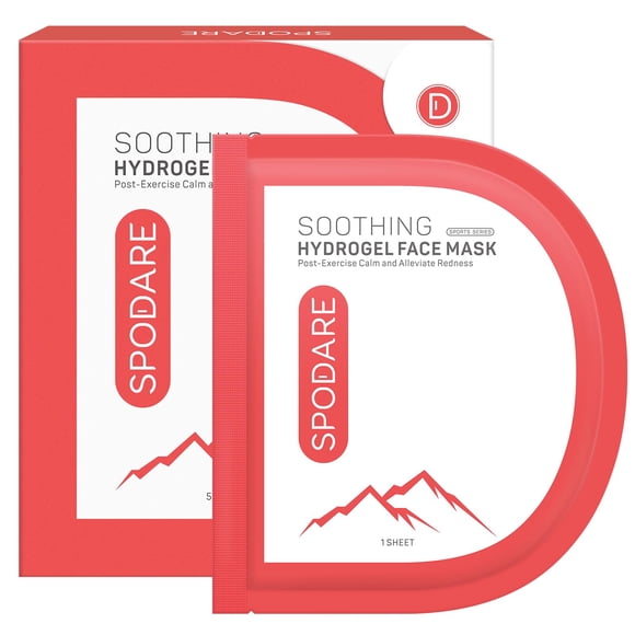 SPODARE SPORTS MASK - Mascarilla facial calmante de hidrogel - Repara el daño solar, calma la piel y alivia el enrojecimiento - Calma la piel y restablece la mente después del ejercicio - Para todo ti