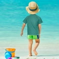 thumbnail image 4 of FORMRS Boys Rash Guard Short Sleeves Swim Shirt Quick Dry UPF 50+ Sun Protection, Sizes 3-12T, Red Green Tartan Pattern, 4 of 6