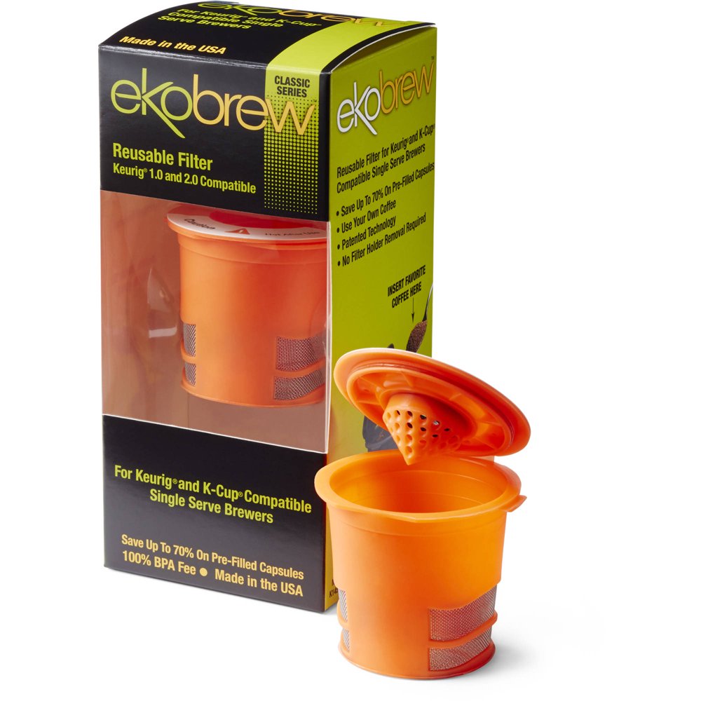 Ekobrew 2.0 K Cup Reusable Coffee Filter, Orange Reusable Filter