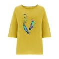 thumbnail image 4 of Camiseta de Manga Corta de la Mujer Casual Cuello Redondo Impresión Superior, Camiseta Ligera para Diario, Fiesta Y Todas las Estaciones, 4 of 4