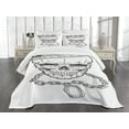thumbnail image 3 of Ambesonne King Quilted Bedspread Set 3 Pcs, Skull Hip Hop Style Sketch, King Size, Charcoal Grey White, 3 of 5