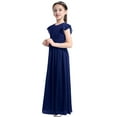 thumbnail image 3 of inhzoy Kids Flower Girls Dress Cap Sleeve Bridesmaid Princess Costumes Birthday Wedding Party Gowns Navy Blue 12, 3 of 7