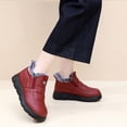 thumbnail image 4 of Women's Platform Snow Boots Waterproof Leather Slip on Casual Winter Ankle Booties Comfy Warm Plush Lined Loafers Red Size 8.5, 4 of 8