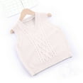 thumbnail image 2 of NLOMOCT Back to School Clothes V Neck Knitted Vests for Boys Girls Sleeveless Sweater Vest Pullover Knitwear Crop Tops Beige,11-12 Years, 2 of 5