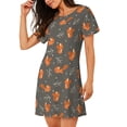 thumbnail image 2 of Logiee cute fall fox leaf Print Nightgowns for Women,Soft Short-Sleeved Lightweight Sleepwear, Loose Sleepshirts, 2 of 6