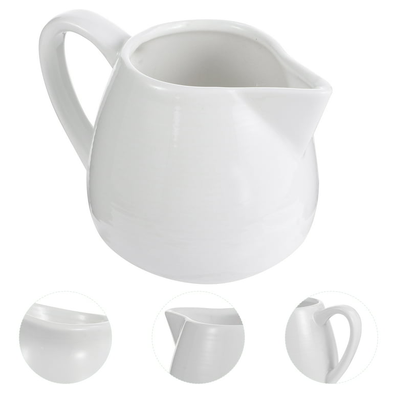 Milk, Mini Creamer Pitcher, Multifunctional Ceramic Cream Jugs, Porcelain Creamer with Handle, for Party Decor Coffee and Tea Sugar, White