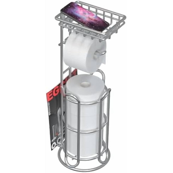 Mega Roll Toilet Paper Holder Stainless Steel Bathroom Tissue Holder Stand TP Dispenser with Phone/Wipe Shelf & Magazine Rack Free Standing-Chrome