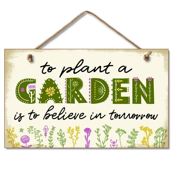 Highland Home® Hanging Wood Sign, 9 1/2" x 5 3/4" x 1/2", To Plant A Garden