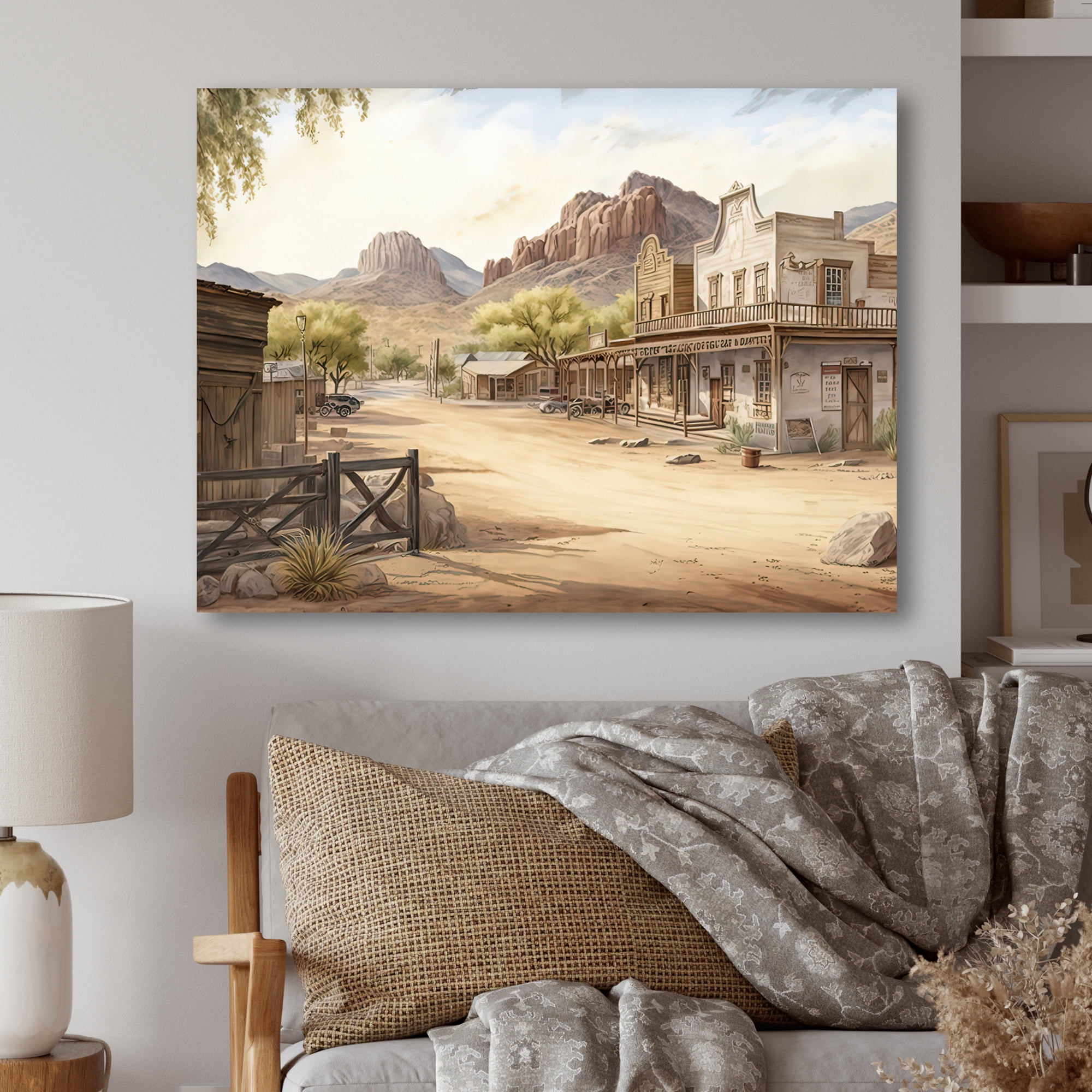 Designart Arizona Wild West Town III Canvas Wall Art