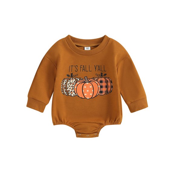 LMLYSoH Baby Girls Boys Sweatshirts Rompers Halloween Clothes Letter Pumpkin Print Long Sleeve Toddler Fall Bodysuits