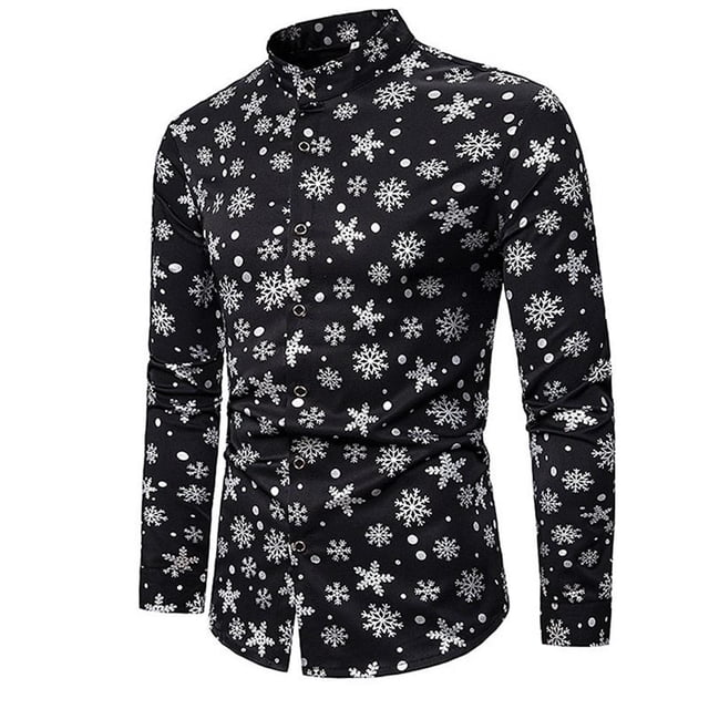 Wyzesi Chemise Blanche pour Hommes Ajustée de Noël à Col Rabattu Imprimé Numérique 3D Automne Chemise Décontractée Ample pour Hommes Chemise Jaune Manches Longues Serrée