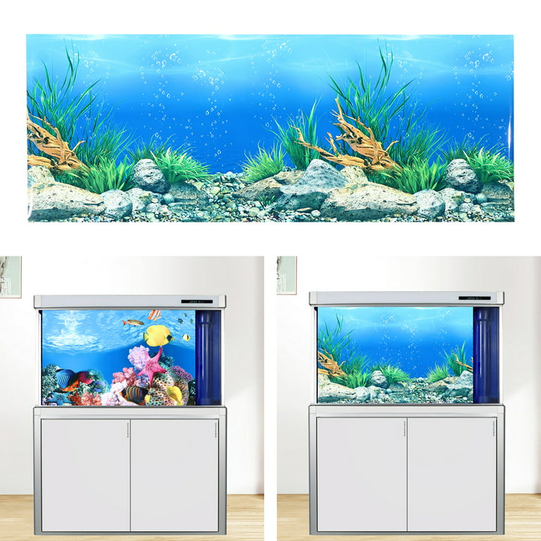 Aquarium Background Sticker 3d Double-sided Adhesive Wallpaper Fish Tank  Decorative Pictures Underwater Backdrop Decor 
