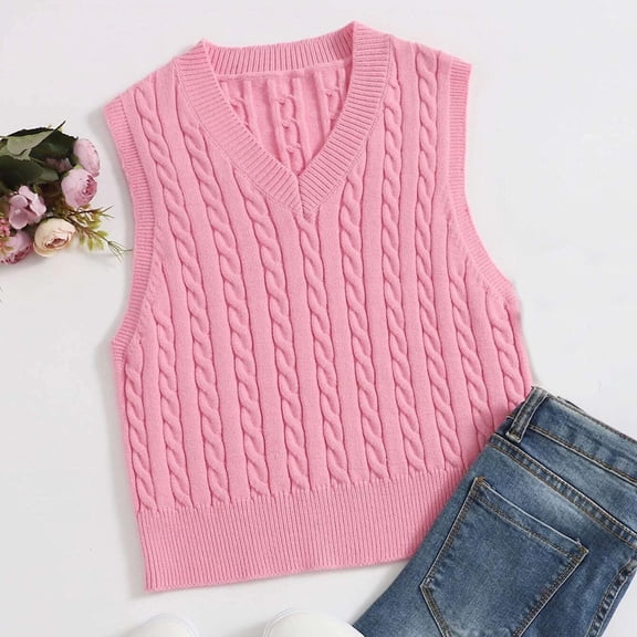 Vedolay Womens Sweater Vest Women's Sweater Vest Crew Neck Sleeveless Casual Knit Sweater Tanks,RD1 XL