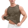 thumbnail image 5 of Kalauyu Mens Mesh Tank Top Vertical Striped Rhinestone Sleeveless See Through Party Shirt, 5 of 5