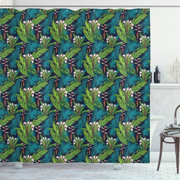 Ambesonne Leaf Shower Curtain, Tropical Jungle Pattern, 69"Wx70"L, Multicolor