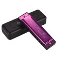 thumbnail image 1 of 10-Hole Diatonic C Key Harmonica with Phosphor Bronze Reeds, Food-Grade ABS Comb, Stainless Steel Chrome Mirror Cover - Portable Musical Instrument with Storage Case and Cleaning Cloth (Purple), 1 of 6