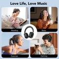 thumbnail image 6 of Active Noise Cancelling Headphones -45dB, Bluetooth Headphones 5.4, 60H Playtime Wireless Earbuds, Clear Call, Bass Boosted by 90%, Comfort Fit Over Ear Headphones for Travel Home Office PC Black, 6 of 14