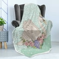 thumbnail image 4 of Queen Soft Flannel Fleece Throw Blanket, Cartoon Swan on Water Crown Flowers Dreamy Fairytale Kids Playroom, Cozy Plush for Indoor and Outdoor Use, 70" x 90", Mint Green Beige Coral, by Ambesonne, 4 of 5