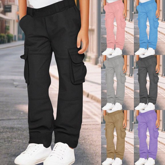 Teen 13-14 Years Boys Cargo Sweatpants Leg Drawstring Elastic Waist Joggers Pants Athletic Pants 6-12 Months 12-24 Months 2T 3T 4T 5T 6T 7T 8T 9T Children Black Casual Daily Play Trousers