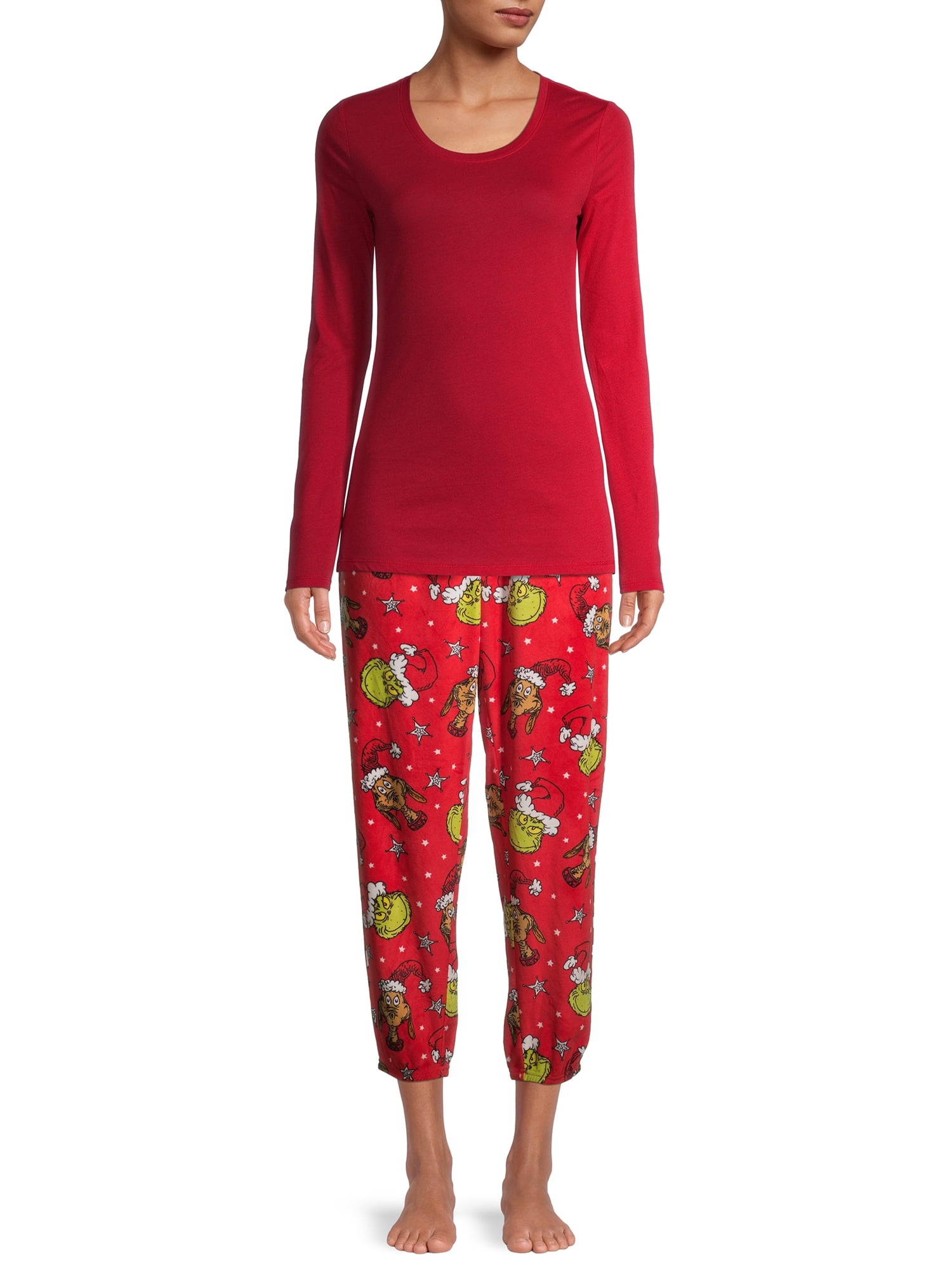 Grinch Women's and Women's Plus Velour Pajama Joggers 
