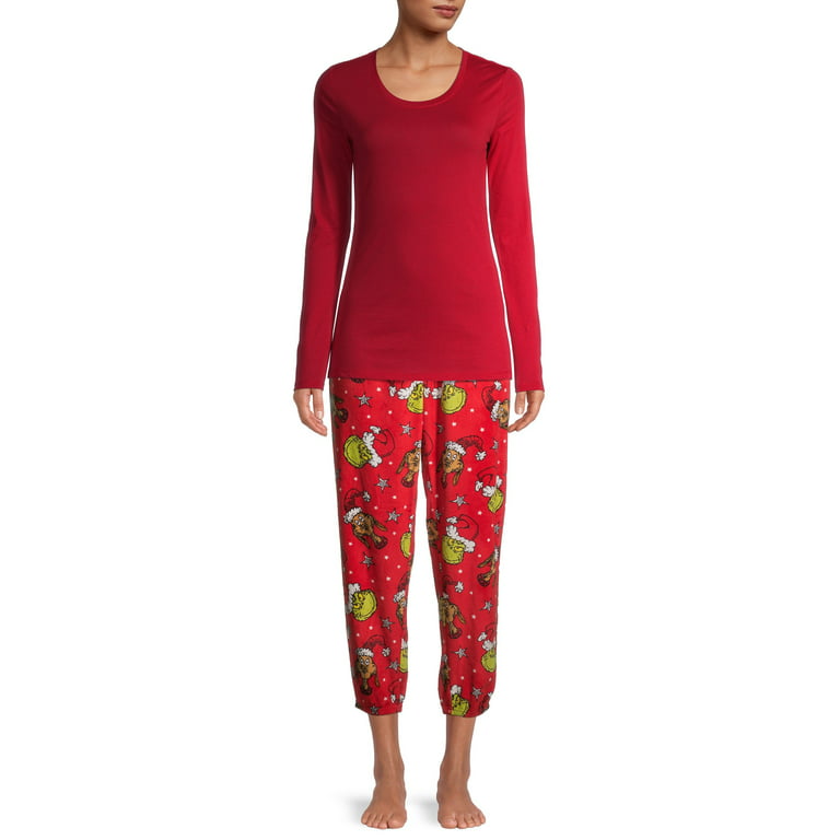 Grinch Women's and Women's Plus Velour Pajama Joggers 