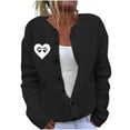 thumbnail image 2 of Cardigan Sweaters for Women Women's Casual Printed Knitted Cardigan Button Coat Black XL, 2 of 5