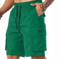 thumbnail image 2 of Domuza Mens's Cargo Shorts Drawsting Elastic Waist Running Hiking Bermuda Shorts Knee Length Casual Summer Clothes with Multiple Pockets Green XL, 2 of 5