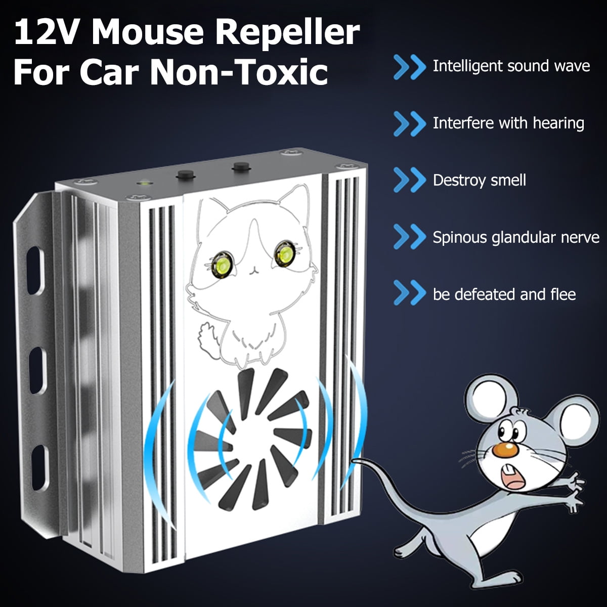 Ultrasonic Mouse Repeller Car Vehicle Rat Rodent Pest Animal Deterrent 12V 