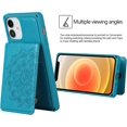 thumbnail image 2 of for iPhone 12 Mini Wallet Case with RFID Blocking Card Holder,PU Leather Magnetic Buttons Portrait Stand Flip Wrist Strap Shockproof Case for iPhone 12 Mini 5.4 Inch,Mandala Blue, 2 of 15