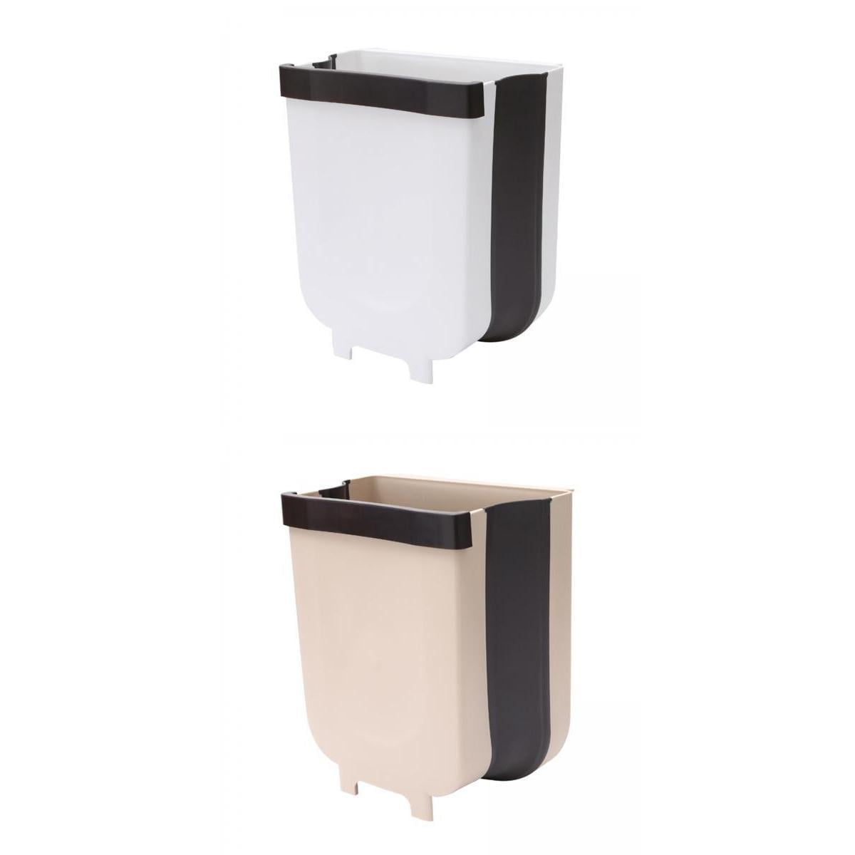 Coffee-2Pcs 2 PCS Hanging Trash Bins,Large Capacity Folding Kitchen Waste Bin for Collecting Vegetable Peels,Cabinets Trash Can for Storing Small Kitchen Tools 