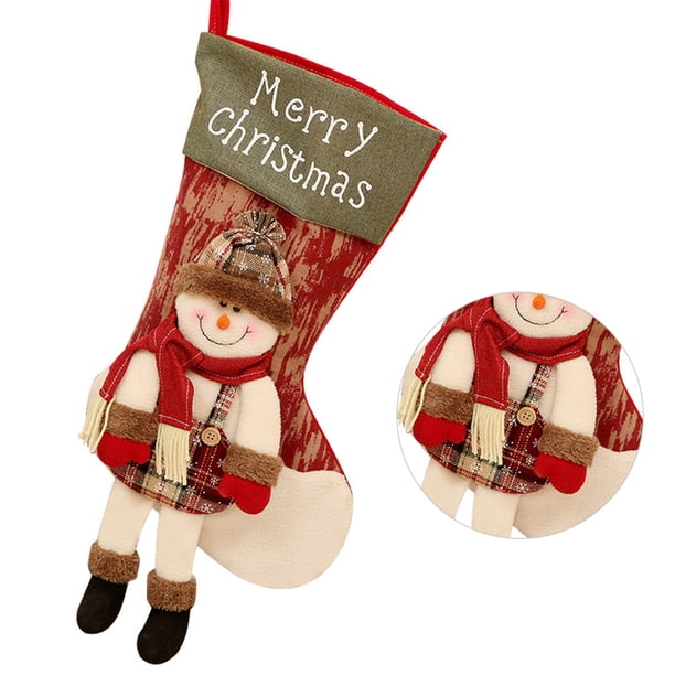 Cateissary 6 uds calcetines de Navidad de arpillera grandes calcetines de Navidad de yute bolsa de regalo de vacaciones adornos hogar chimenea decoración Kits de decoración para fiestas No.02 Cateissary HA000916-02B