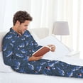 thumbnail image 6 of Picia Cartoon Shark Pattern Men’s Long-Sleeve Sleepwear Set - Soft 2-Piece Loungewear with Pockets, Comfy PJs for Relaxing Nights-XX-Large, 6 of 7