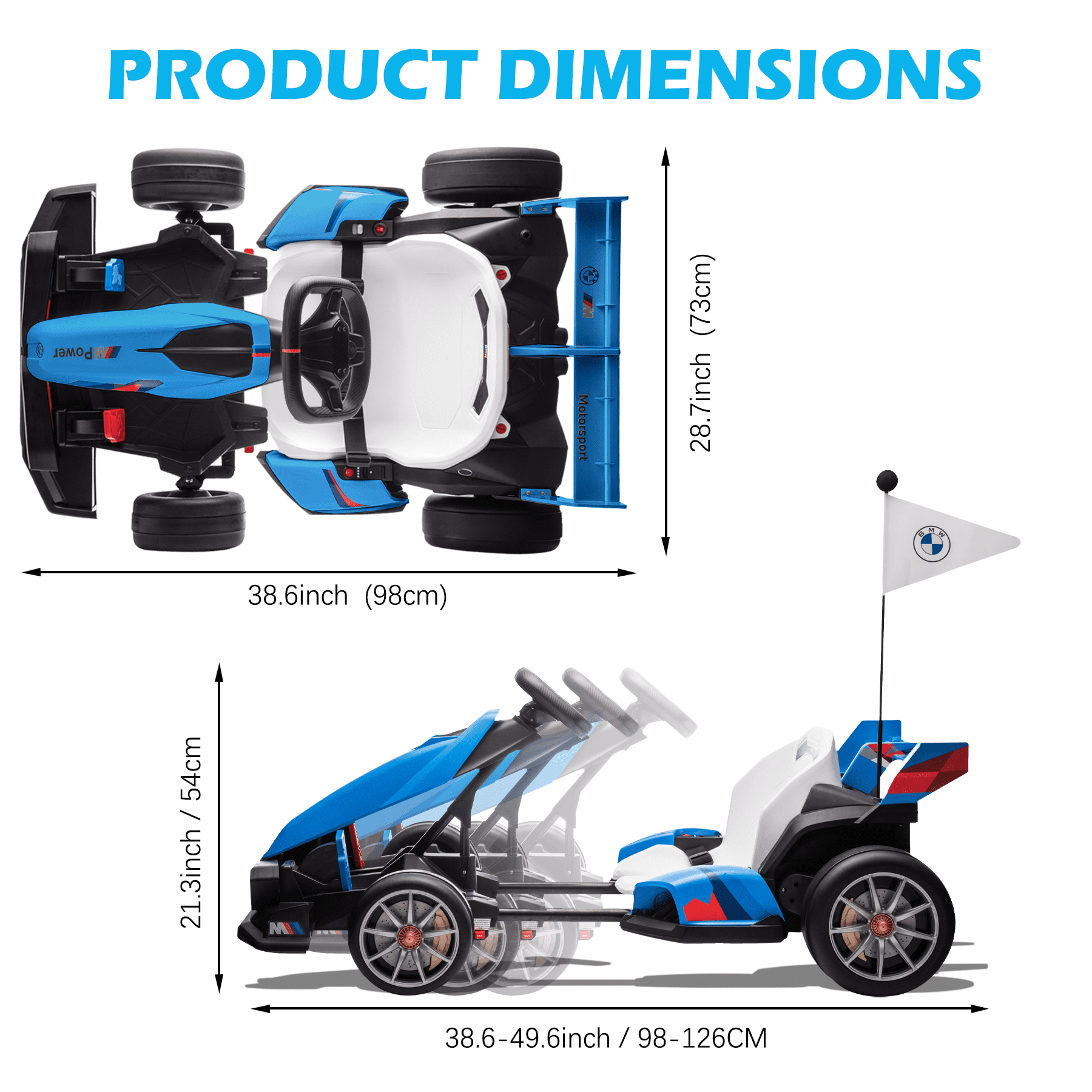 NEECHIPRO 36V Licensed BMW Electric Go Kart , 400W Powerful Motor Racing with Drift Race Pedal,for Kids Age 6+, 8mph,Blue