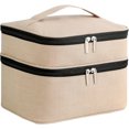thumbnail image 1 of Cosmetiquera para Maquillaje Cosmetiquera de Viaje Bolsa de Maquillaje Portátil Organizador de Maquillaje Grande Multifuncional Neceser Mujer (Beige), 1 of 4
