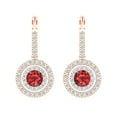 thumbnail image 3 of 1.79 Ct Round Cut Halo Drop Dangle Red Natural Garnet 18K White Rose Solid Solid Gold Everyday Dainty Earrings Lever Back, 3 of 7