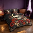thumbnail image 2 of Homewish Death Skull Twin Bedding, Hippie Mushroom Flower Bedding Comforter Set, Black Reversible 7 Pieces, 2 of 7
