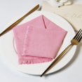 thumbnail image 2 of Lunfar 45 x 45 cm Pink Handmade Cloth Napkins, Cotton Linen Cloth Napkins with Fringe, Versatile Handmade Square Rustic Fringe Napkins for Dinner, Wedding and Parties, 2 of 4