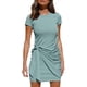 thumbnail image 1 of Vestido de verano para mujer, informal, de manga corta, 2021, cuello redondo, ceñido al cuerpo, minivestidos fruncidos con lazo en la cintura Xemadio WMZL-907-15, 1 of 5