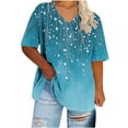 thumbnail image 4 of KeFaWanJu Women's Plus Size Printed Tshirts V-Neck Tee Shirts Short Sleeve Casual Loose Tees Tops, 4 of 5