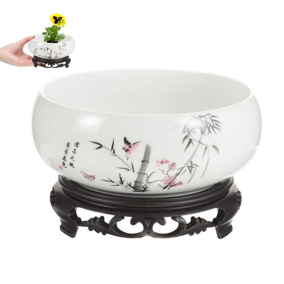 Worgeous Porcelain Pot for Plants Round Ceramic Flower Pot Plant Enthusiasts Balcony 1 Set