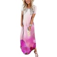 thumbnail image 2 of WTXUE Maxi Dresses, Beach Dress Short Sleeve Split Crew Neck, Women Casual Loose Dress Slit Side Side Summer Long Skirt Sundress Tie Dye A-Line Maxi Women, Pink Size M, 2 of 6