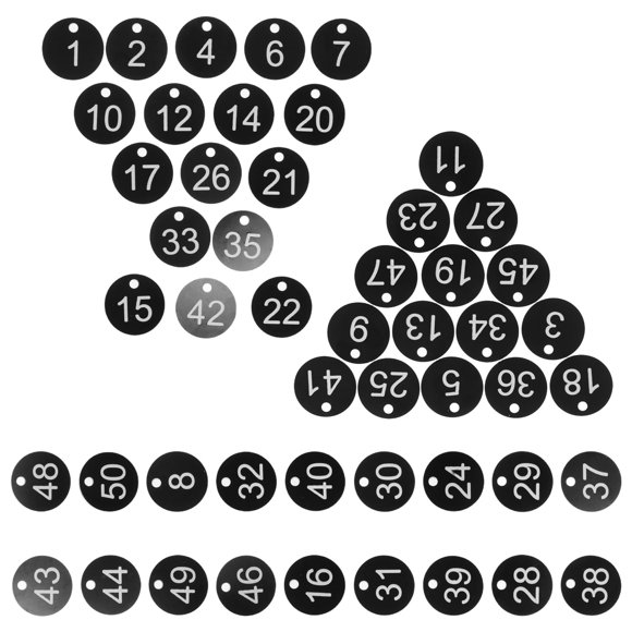 IDEANATEGRATE 50Ud Etiquetas Colgantes Numeradas Para Llaves Plásticas Resistentes Color Negro