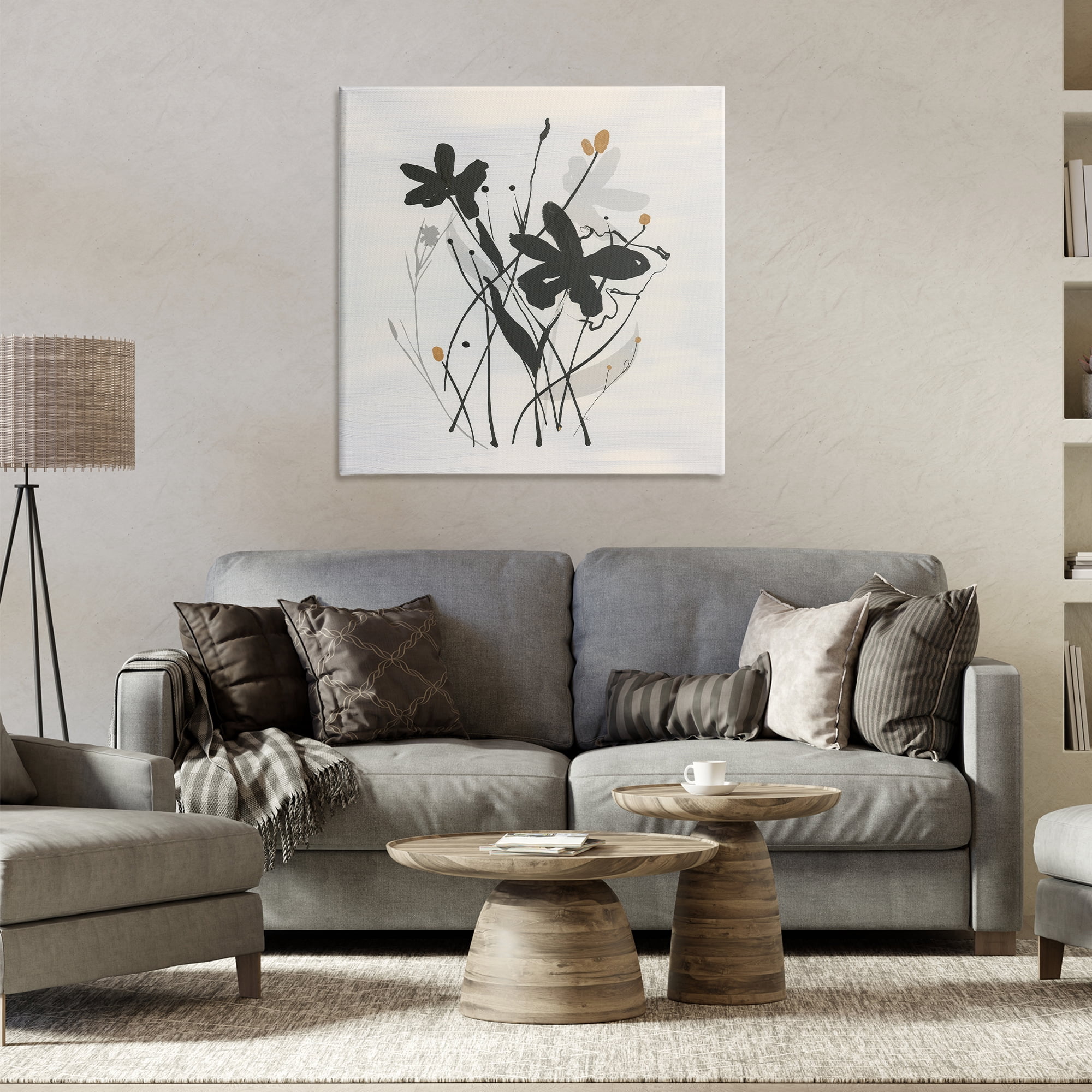 Stupell Industries Abstract Flower Squiggles Plants & Flowers Painting Wrapped Canvas Art Print Wall Art, 30 x 30