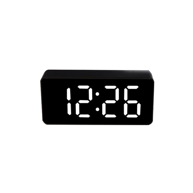 Matsuzay Reloj despertador Digital LED, medidor de temperatura, de escritorio, brillo ajustable, alarma de 12/24H, termómetro de reloj con espejo Decoración del hogar Concha negra/blanco Matsuzay HA082729-03