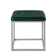 thumbnail image 4 of Inspired Home Simpson Faux Leather Cube Ottoman PU Leather Tufted Metal Frame Modern, Green, 4 of 7