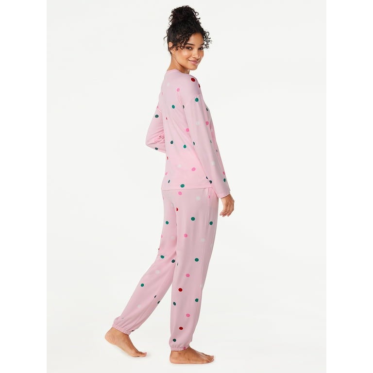 Joyspun Women s Long Sleeve Tee and Joggers 2 Piece Pajama Set