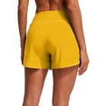 thumbnail image 5 of Hurxie Running Shorts for Women High Waisted Athletic Hiking Workout Gym Tennis Lightweight Shorts with Zip Pockets UPF 50+ Yellow,M, 5 of 5