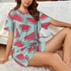 thumbnail image 4 of Fotbe Watermelon Conjunto de Pijama Estampado para Mujer, 2 Piezas, Ropa de Dormir con Camiseta de Manga Corta y Shorts Suaves-Medium, 4 of 6