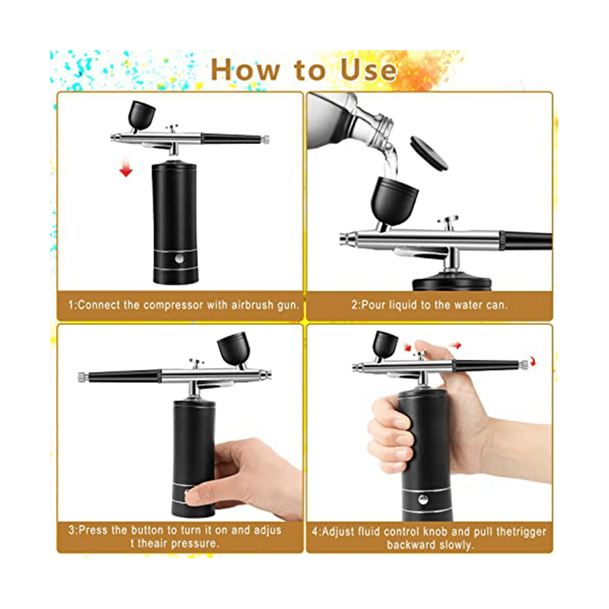BIuefIsh Rechargeable Cordless Compressor Handheld Airbrush Kit